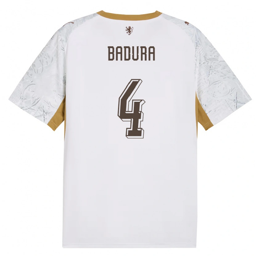 Danxen Men Czech Republic Vitezslav Badura #4 Off-White Gold Gray Away Jersey 26-28 T-Shirt