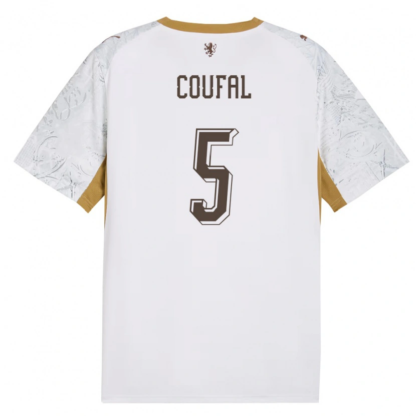 Danxen Men Czech Republic Vladimír Coufal #5 Off-White Gold Gray Away Jersey 26-28 T-Shirt