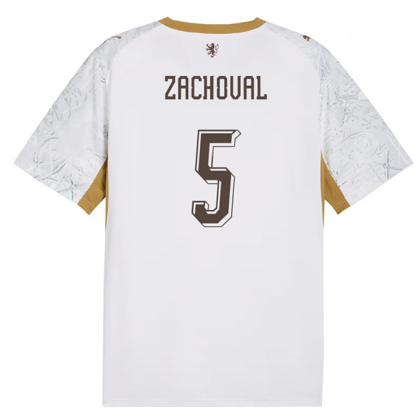 Danxen Men Czech Republic Matej Zachoval #5 Off-White Gold Gray Away Jersey 26-28 T-Shirt