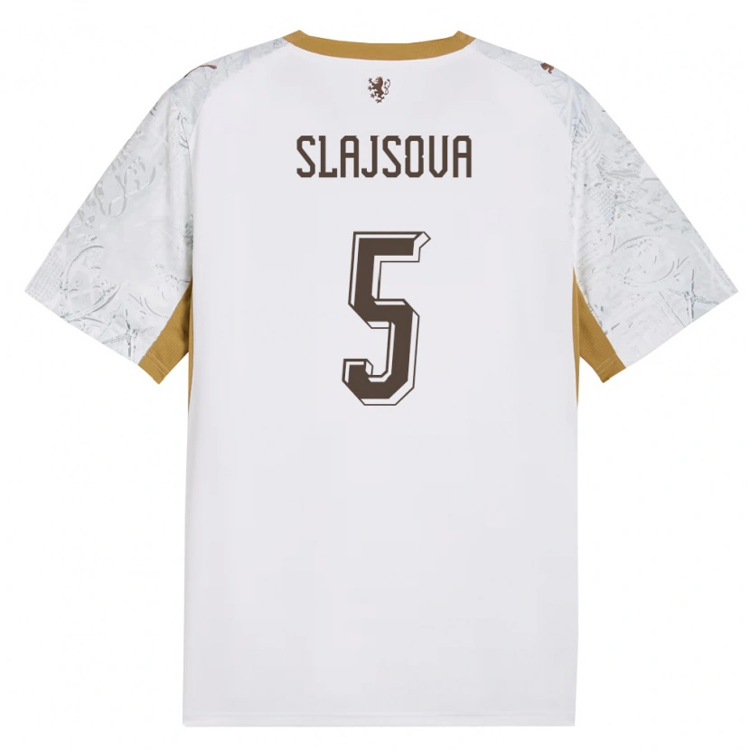 Danxen Men Czech Republic Gabriela Šlajsová #5 Off-White Gold Gray Away Jersey 26-28 T-Shirt