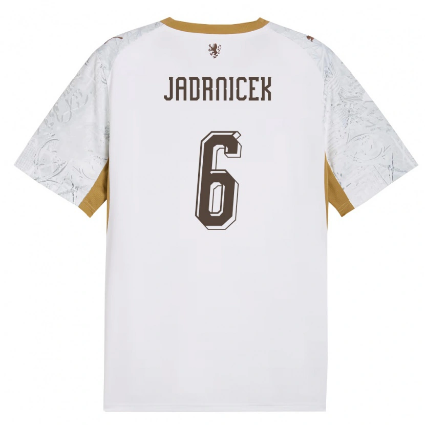 Danxen Men Czech Republic Nikola Jadrnicek #6 Off-White Gold Gray Away Jersey 26-28 T-Shirt