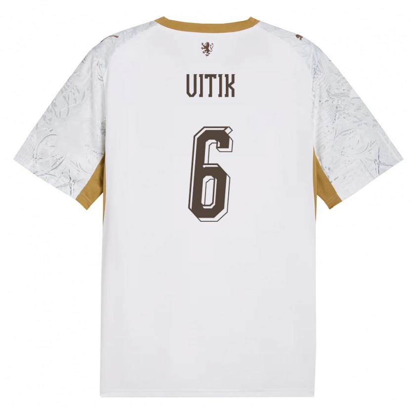 Danxen Men Czech Republic Martin Vitík #6 Off-White Gold Gray Away Jersey 26-28 T-Shirt