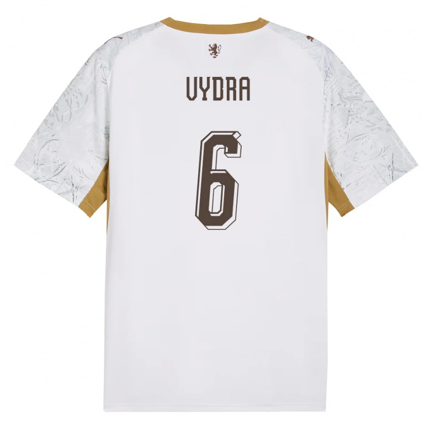 Danxen Men Czech Republic Patrik Vydra #6 Off-White Gold Gray Away Jersey 26-28 T-Shirt