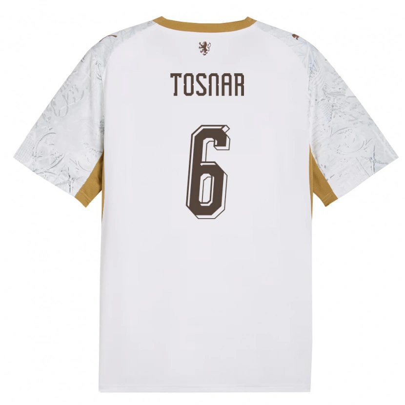 Danxen Men Czech Republic Jakub Tosnar #6 Off-White Gold Gray Away Jersey 26-28 T-Shirt