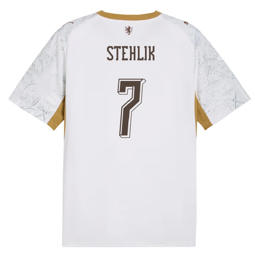 Danxen Men Czech Republic Nikolas Stehlik #7 Off-White Gold Gray Away Jersey 26-28 T-Shirt