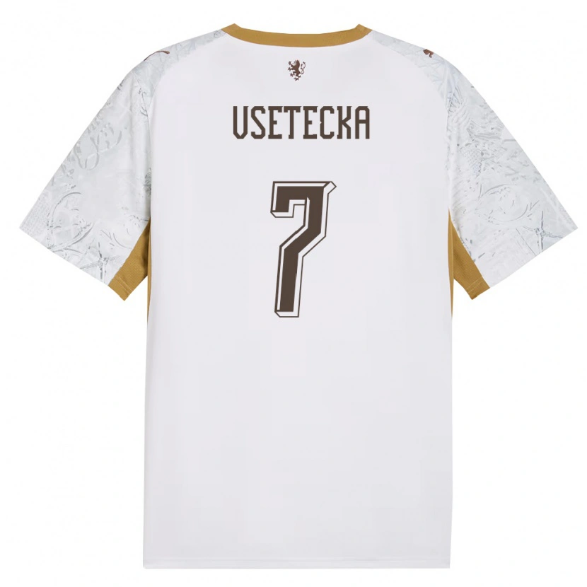 Danxen Men Czech Republic David Vsetecka #7 Off-White Gold Gray Away Jersey 26-28 T-Shirt