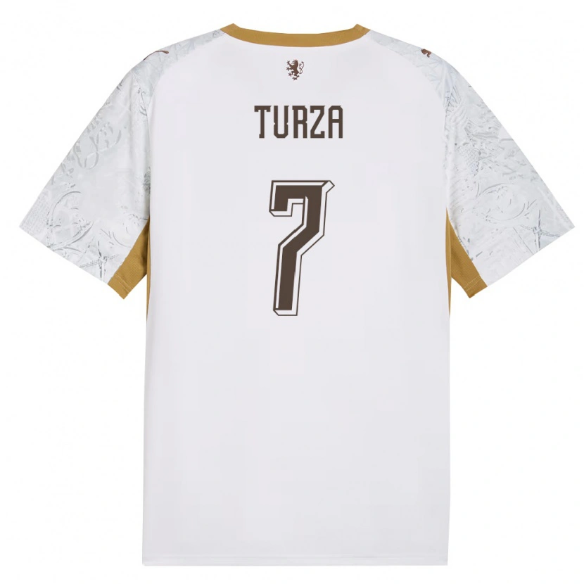 Danxen Men Czech Republic Patrik Turza #7 Off-White Gold Gray Away Jersey 26-28 T-Shirt