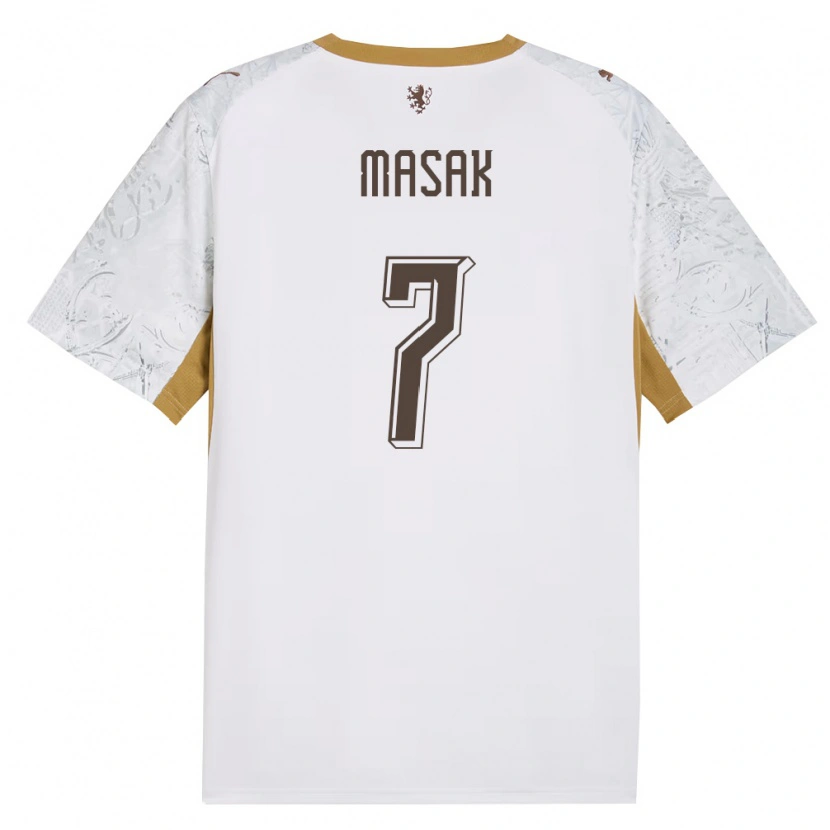Danxen Men Czech Republic Jan Masak #7 Off-White Gold Gray Away Jersey 26-28 T-Shirt