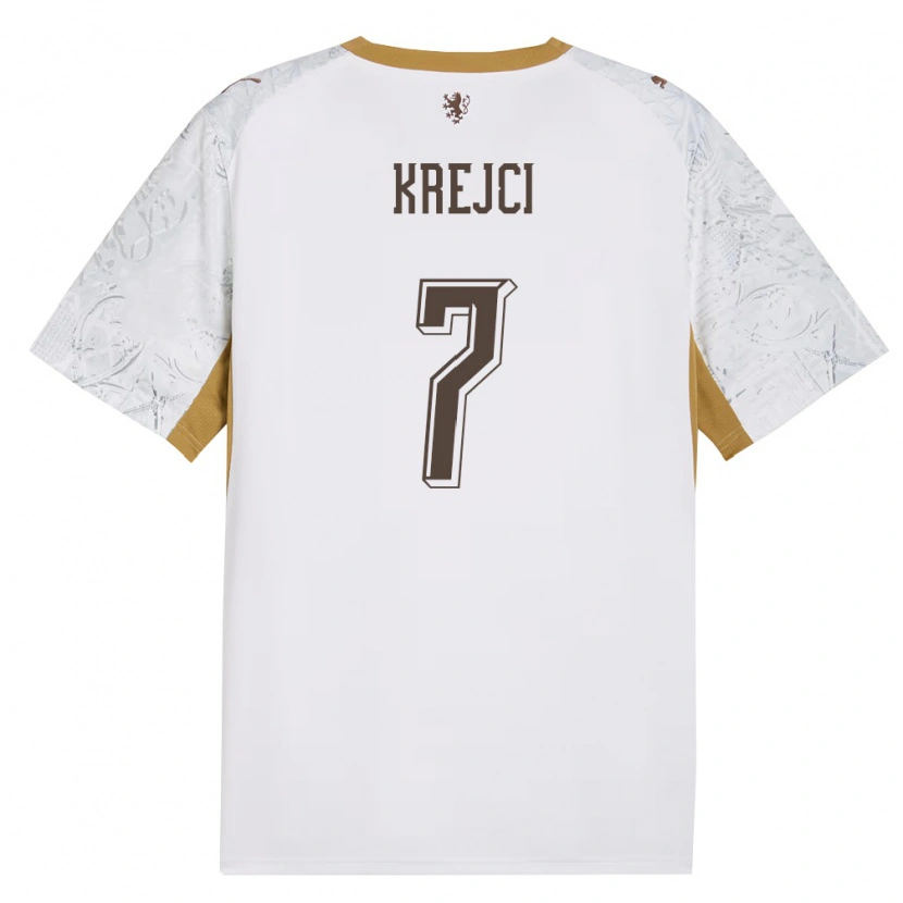 Danxen Men Czech Republic Ladislav Krejčí #7 Off-White Gold Gray Away Jersey 26-28 T-Shirt