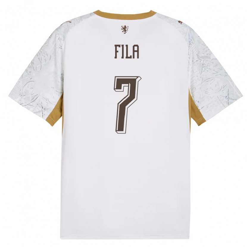 Danxen Men Czech Republic Daniel Fila #7 Off-White Gold Gray Away Jersey 26-28 T-Shirt