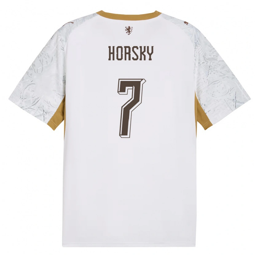 Danxen Men Czech Republic Filip Horsky #7 Off-White Gold Gray Away Jersey 26-28 T-Shirt
