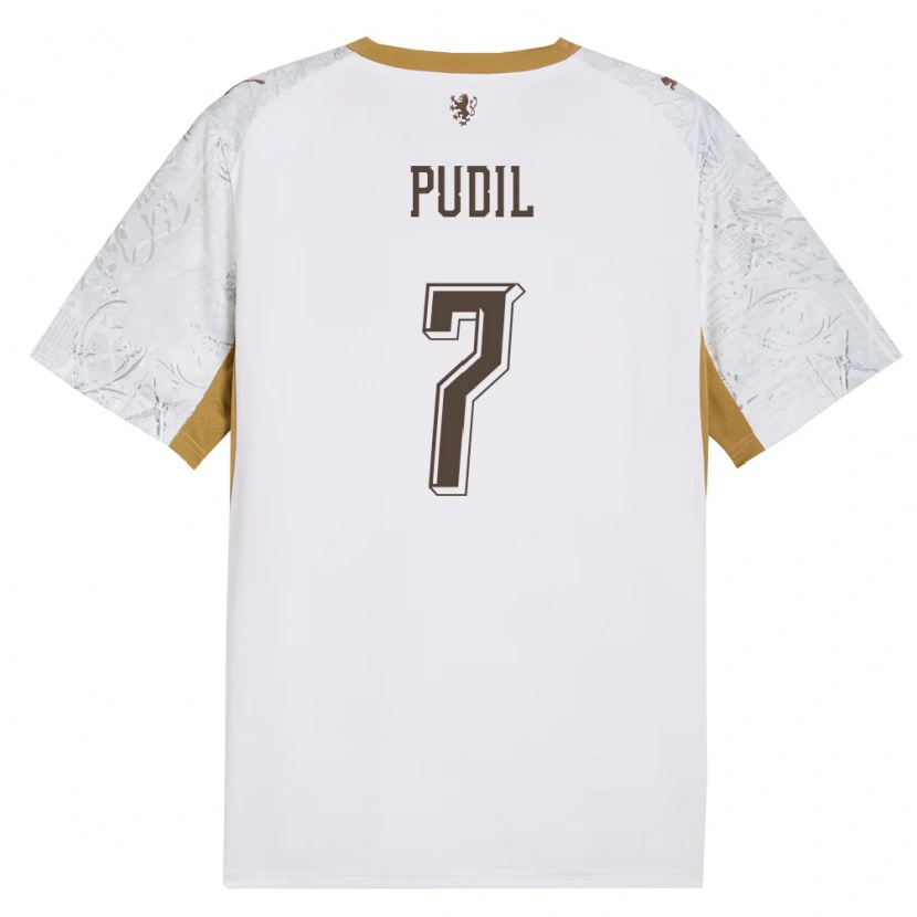 Danxen Men Czech Republic Adam Pudil #7 Off-White Gold Gray Away Jersey 26-28 T-Shirt