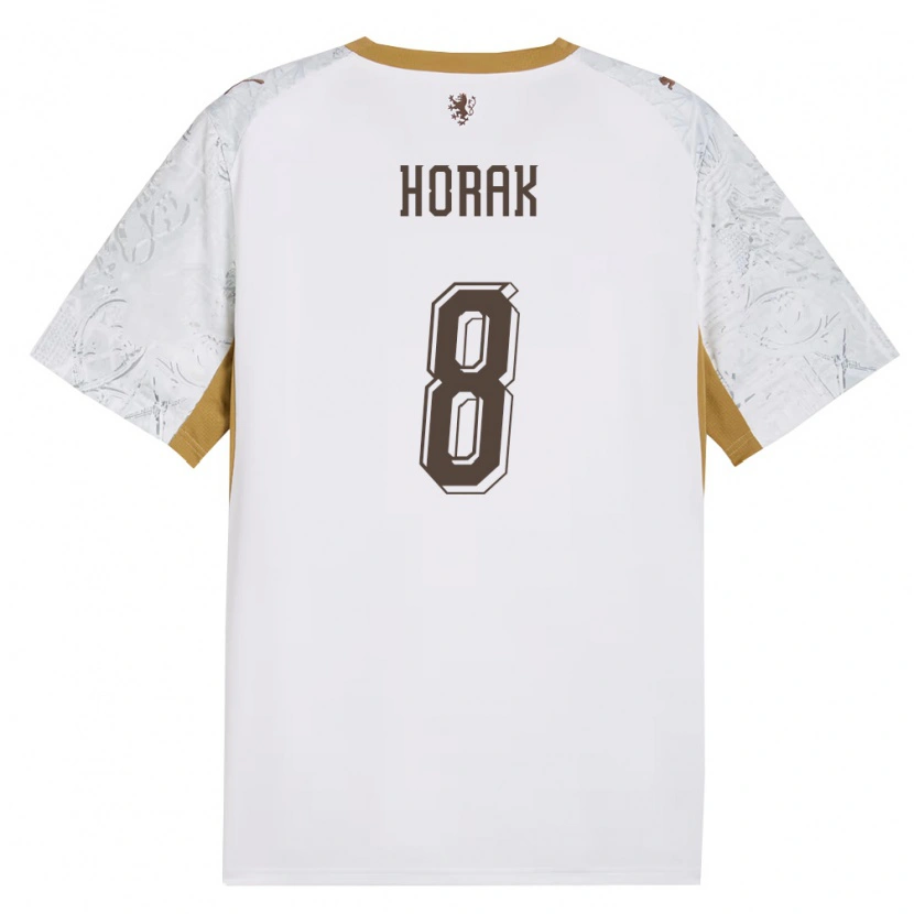 Danxen Men Czech Republic Roman Horak #8 Off-White Gold Gray Away Jersey 26-28 T-Shirt