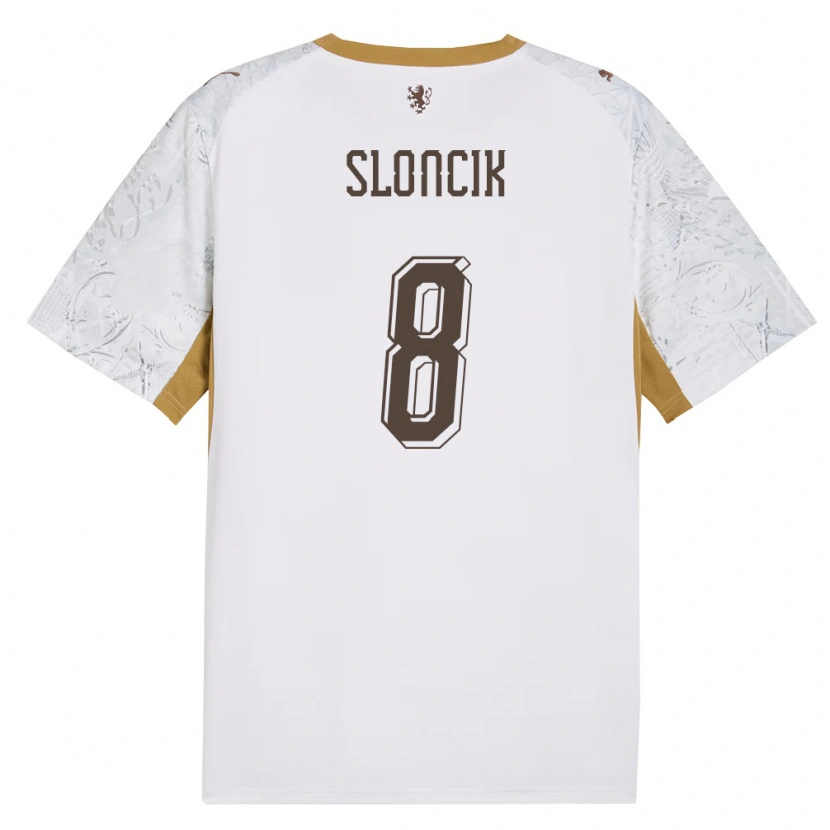 Danxen Men Czech Republic Simon Sloncik #8 Off-White Gold Gray Away Jersey 26-28 T-Shirt