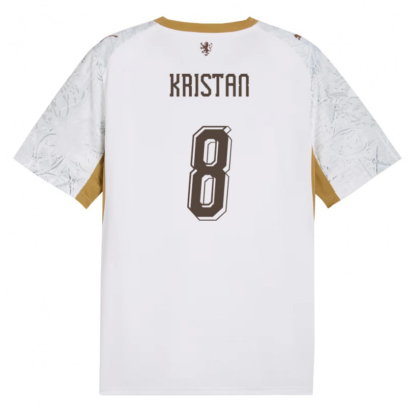Danxen Men Czech Republic Jakub Kristan #8 Off-White Gold Gray Away Jersey 26-28 T-Shirt