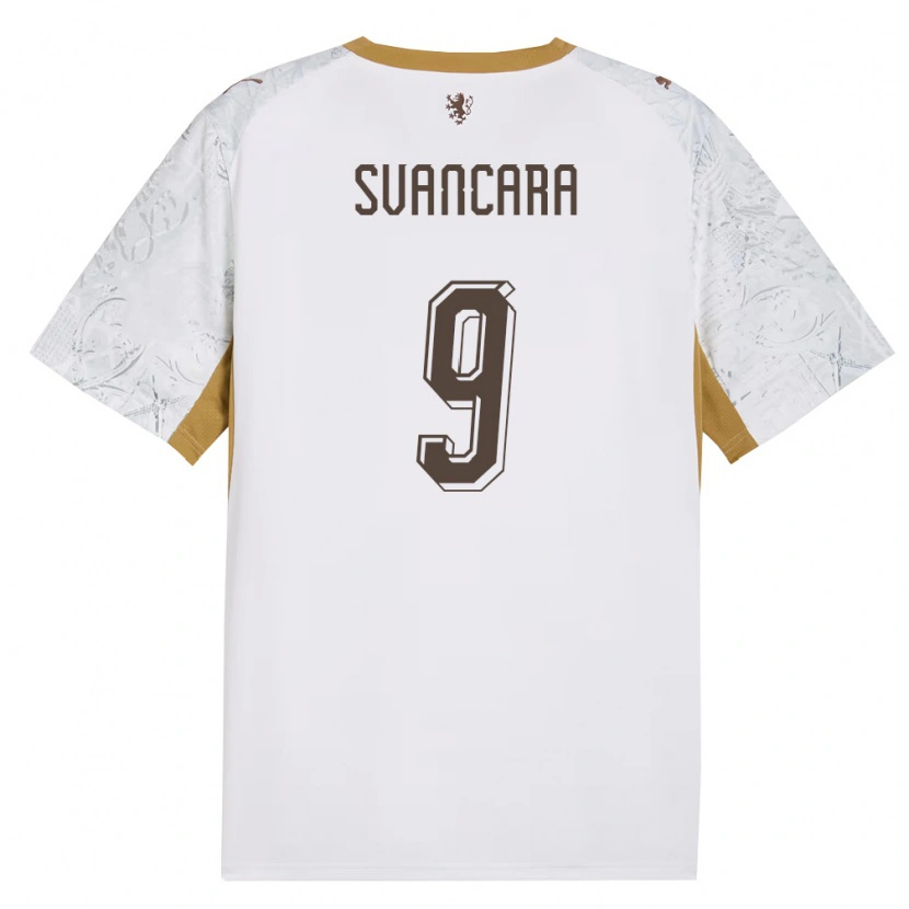 Danxen Men Czech Republic Daniel Svancara #9 Off-White Gold Gray Away Jersey 26-28 T-Shirt