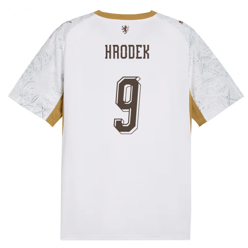 Danxen Men Czech Republic Matyas Hrodek #9 Off-White Gold Gray Away Jersey 26-28 T-Shirt