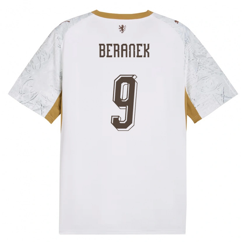 Danxen Men Czech Republic Marek Beranek #9 Off-White Gold Gray Away Jersey 26-28 T-Shirt
