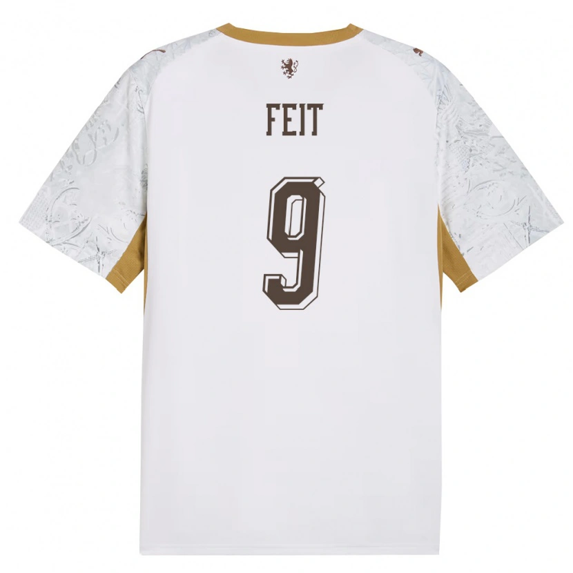 Danxen Men Czech Republic Jan Feit #9 Off-White Gold Gray Away Jersey 26-28 T-Shirt