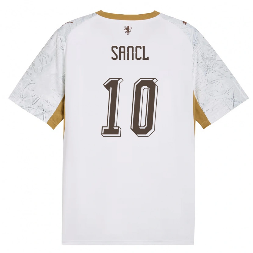 Danxen Men Czech Republic Filip Sancl #10 Off-White Gold Gray Away Jersey 26-28 T-Shirt