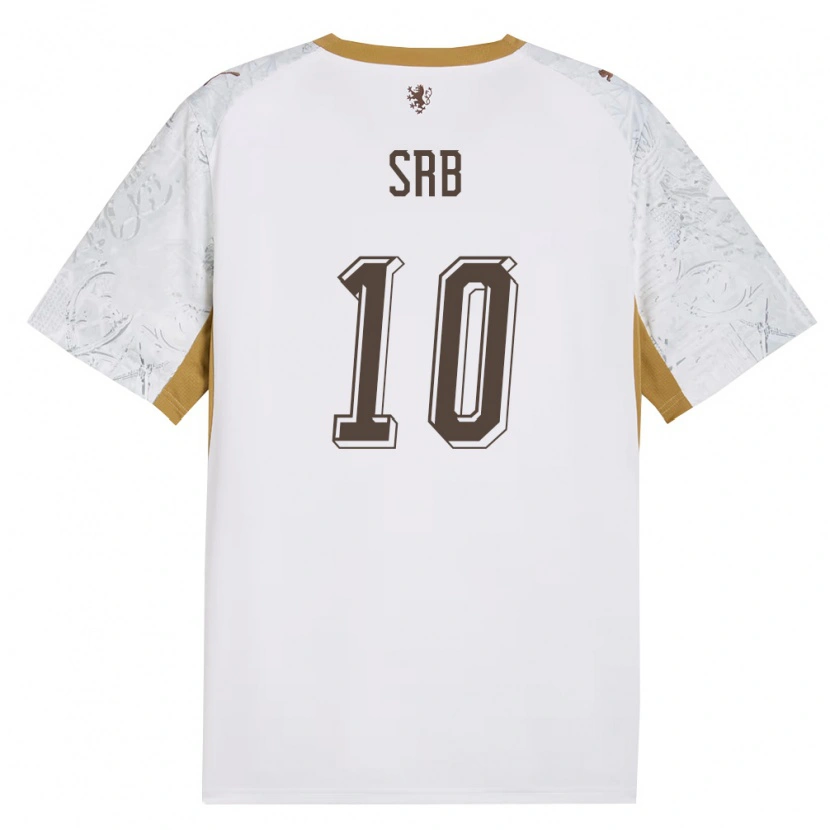 Danxen Men Czech Republic Matous Srb #10 Off-White Gold Gray Away Jersey 26-28 T-Shirt