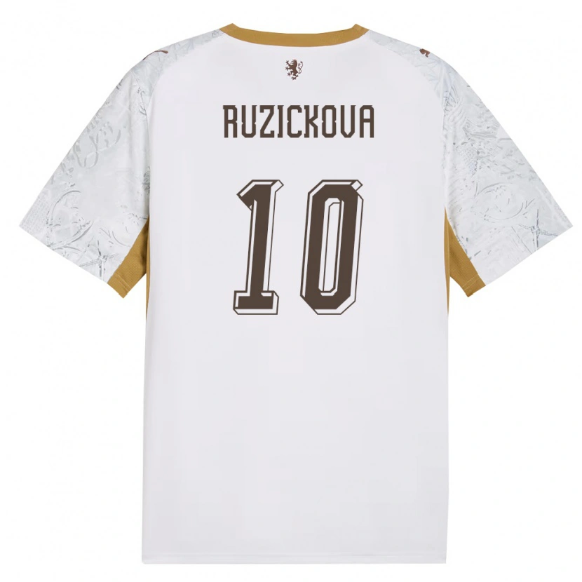 Danxen Men Czech Republic Kristýna Růžičková #10 Off-White Gold Gray Away Jersey 26-28 T-Shirt