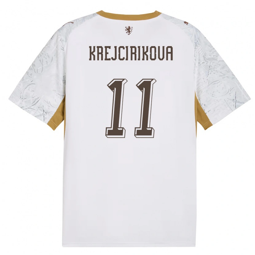 Danxen Men Czech Republic Tereza Krejčiříková #11 Off-White Gold Gray Away Jersey 26-28 T-Shirt