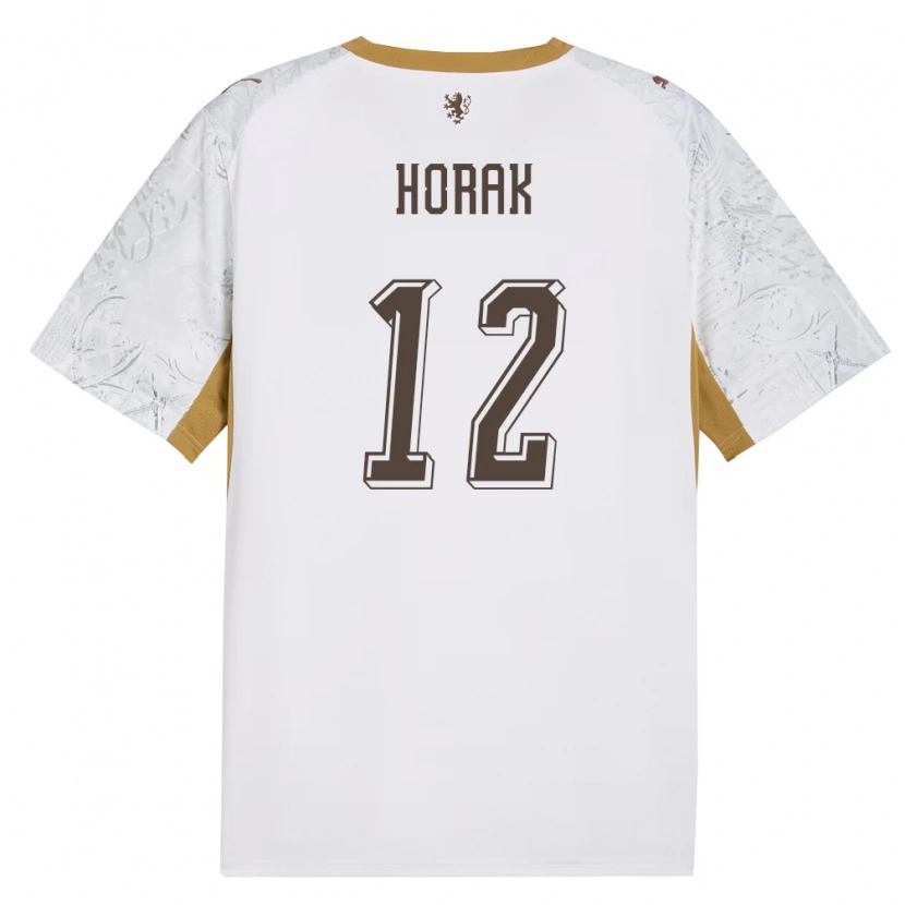 Danxen Men Czech Republic Jan Horak #12 Off-White Gold Gray Away Jersey 26-28 T-Shirt