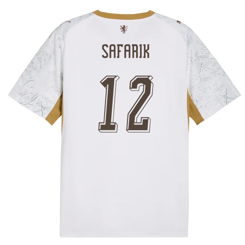 Danxen Men Czech Republic Daniel Safarik #12 Off-White Gold Gray Away Jersey 26-28 T-Shirt