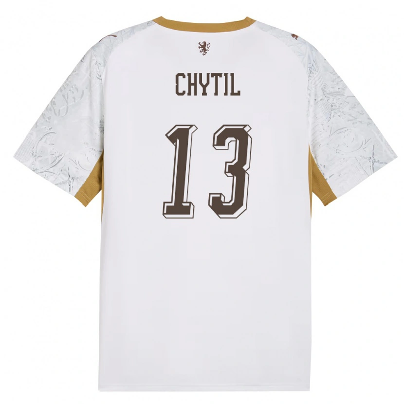 Danxen Men Czech Republic Mojmír Chytil #13 Off-White Gold Gray Away Jersey 26-28 T-Shirt