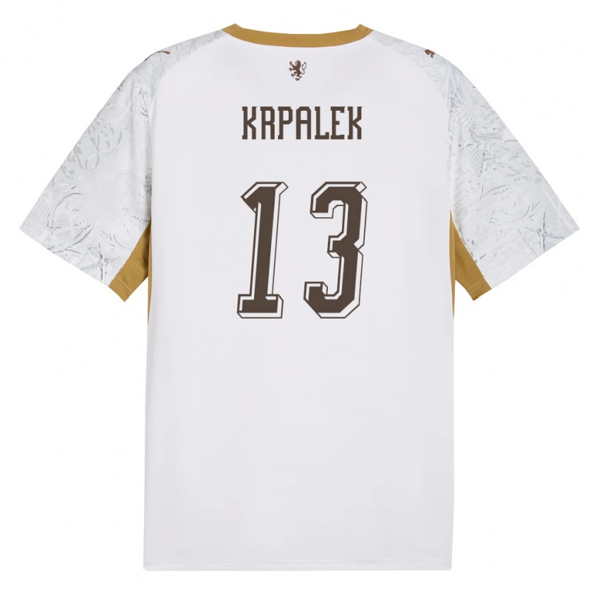 Danxen Men Czech Republic Dennis Krpalek #13 Off-White Gold Gray Away Jersey 26-28 T-Shirt