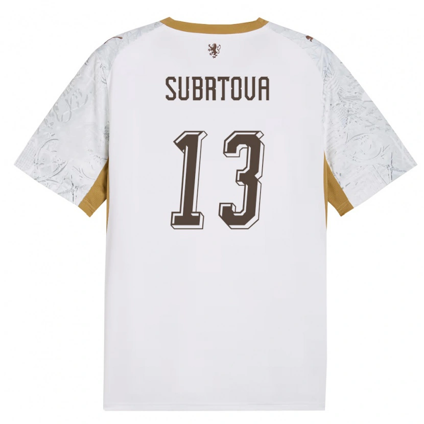 Danxen Men Czech Republic Anna Šubrtová #13 Off-White Gold Gray Away Jersey 26-28 T-Shirt