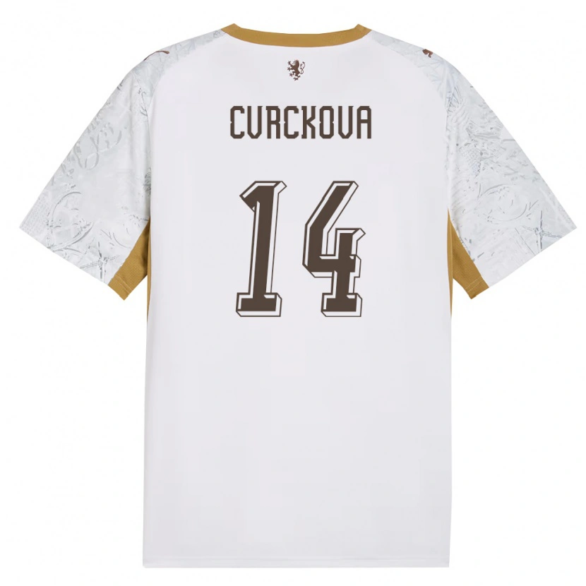 Danxen Men Czech Republic Klára Cvrčková #14 Off-White Gold Gray Away Jersey 26-28 T-Shirt