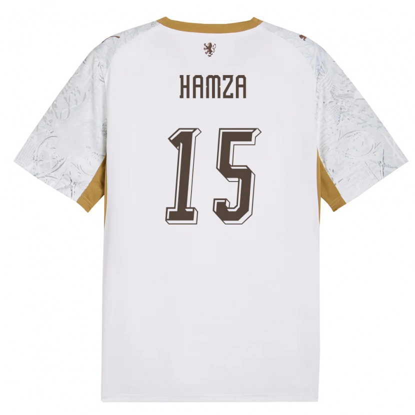 Danxen Men Czech Republic Jiri Hamza #15 Off-White Gold Gray Away Jersey 26-28 T-Shirt