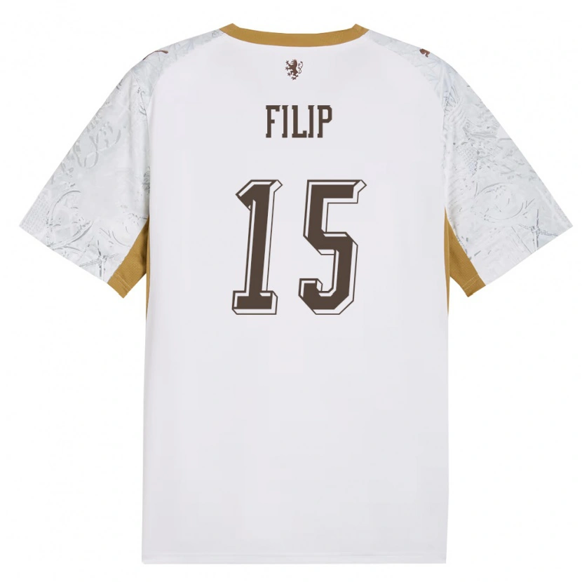 Danxen Men Czech Republic Petr Filip #15 Off-White Gold Gray Away Jersey 26-28 T-Shirt