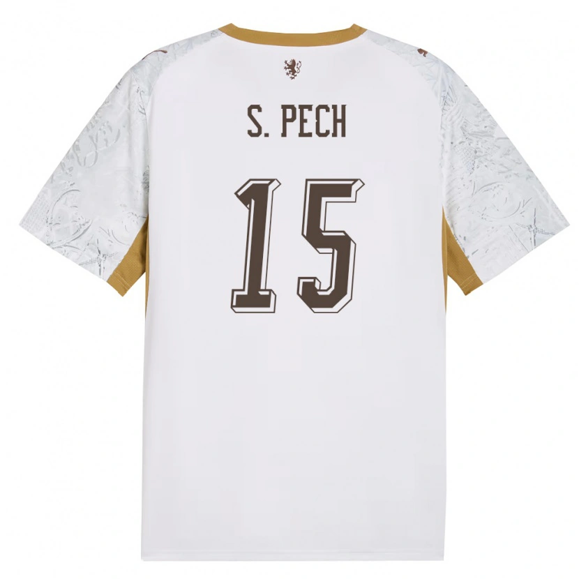 Danxen Men Czech Republic Sebastian Pech #15 Off-White Gold Gray Away Jersey 26-28 T-Shirt