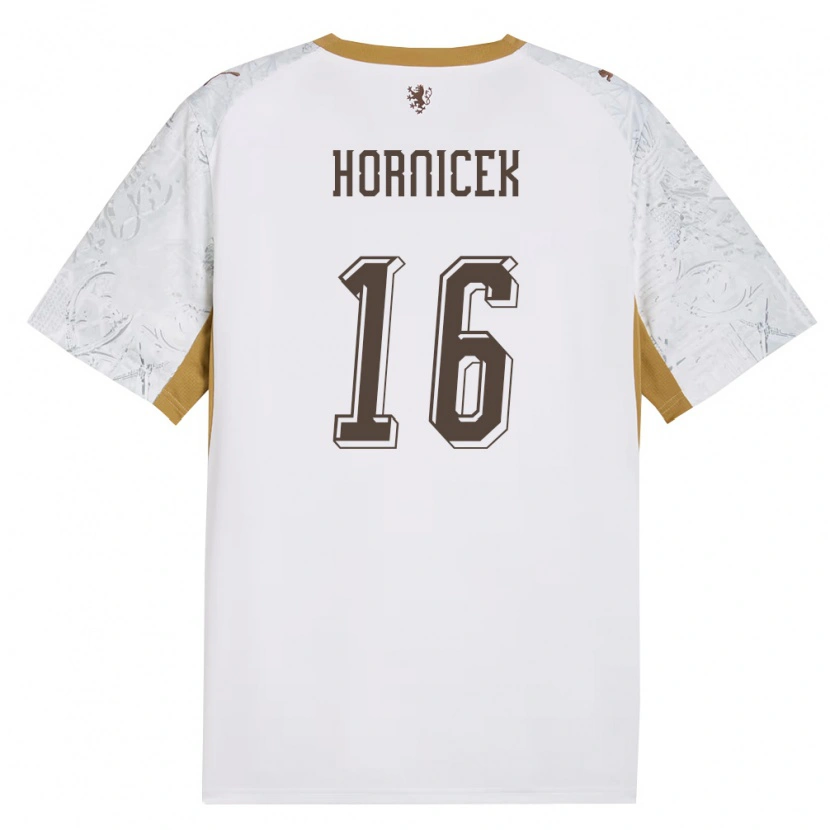 Danxen Men Czech Republic Lukas Hornicek #16 Off-White Gold Gray Away Jersey 26-28 T-Shirt