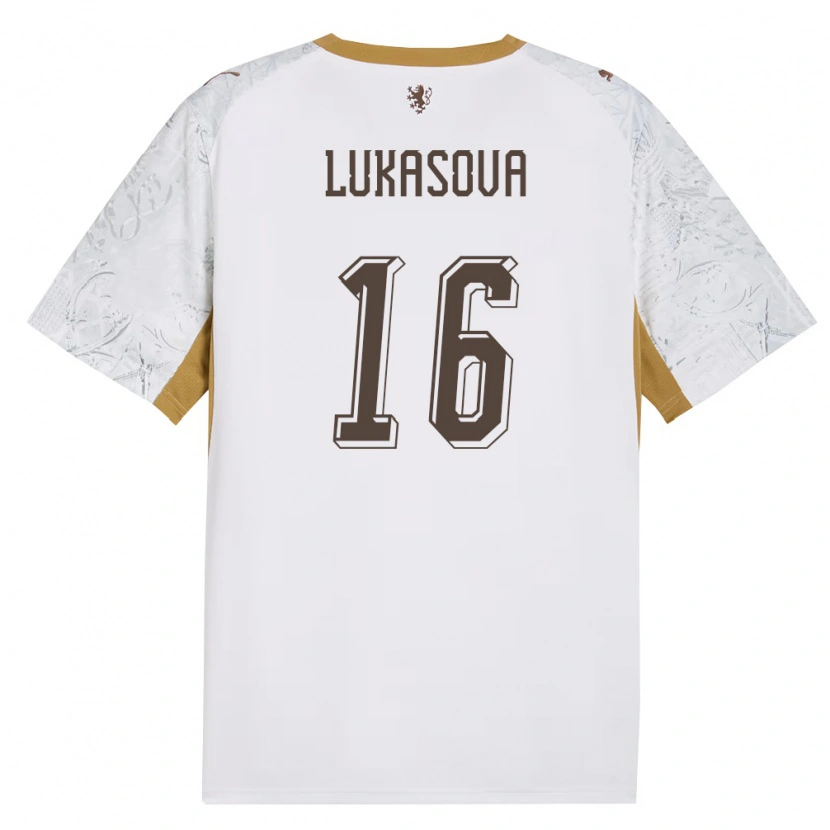 Danxen Men Czech Republic Olivie Lukášová #16 Off-White Gold Gray Away Jersey 26-28 T-Shirt