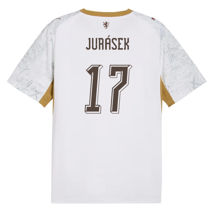 Danxen Men Czech Republic David Jurásek #17 Off-White Gold Gray Away Jersey 26-28 T-Shirt