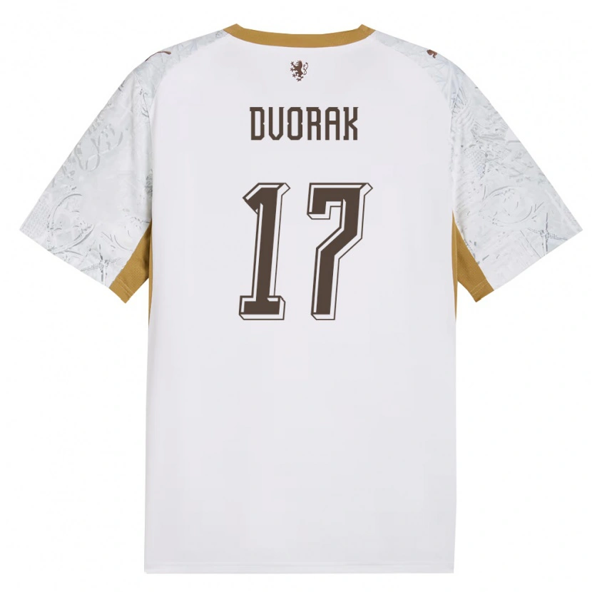 Danxen Men Czech Republic Matous Dvorak #17 Off-White Gold Gray Away Jersey 26-28 T-Shirt