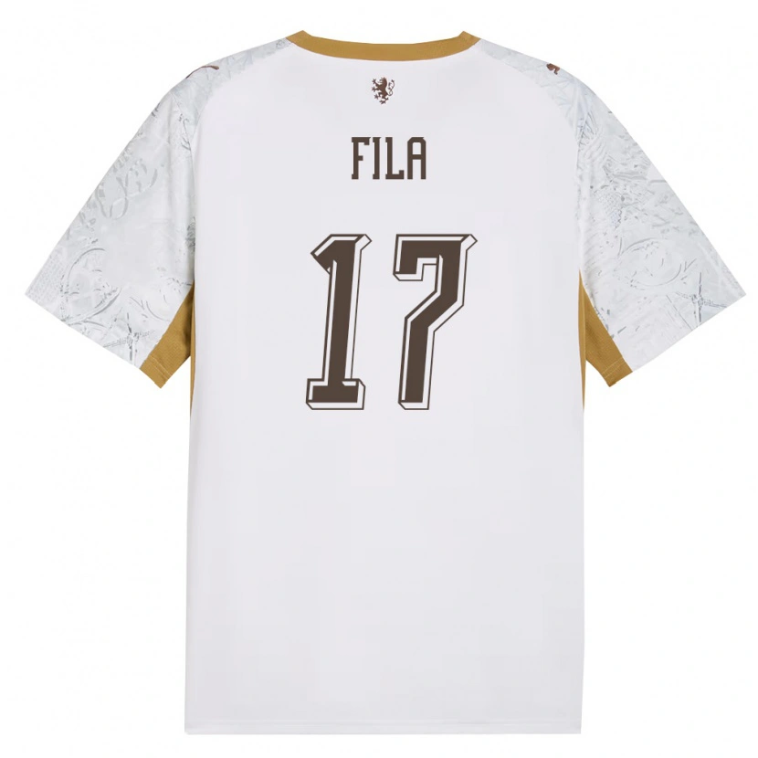 Danxen Men Czech Republic Lukas Fila #17 Off-White Gold Gray Away Jersey 26-28 T-Shirt