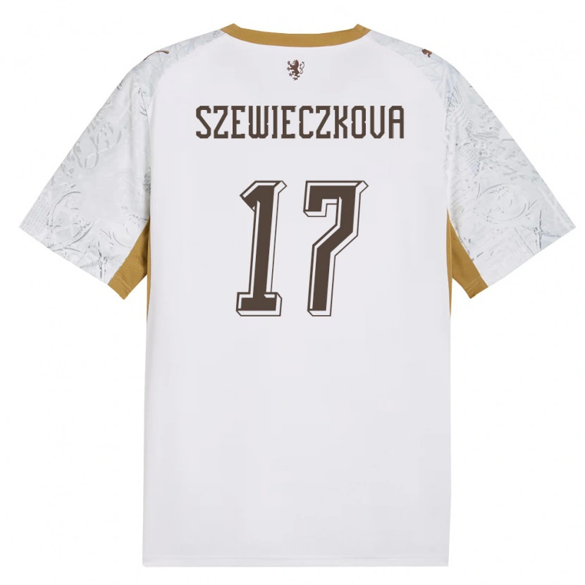 Danxen Men Czech Republic Tereza Szewieczková #17 Off-White Gold Gray Away Jersey 26-28 T-Shirt