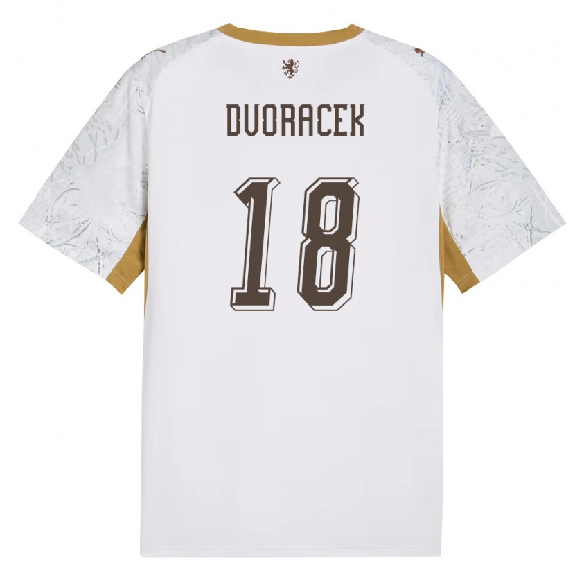 Danxen Men Czech Republic Lukas Dvoracek #18 Off-White Gold Gray Away Jersey 26-28 T-Shirt
