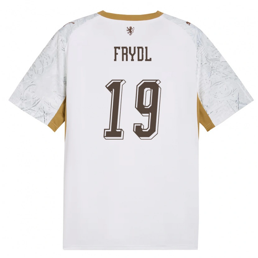 Danxen Men Czech Republic Tadeas Frydl #19 Off-White Gold Gray Away Jersey 26-28 T-Shirt