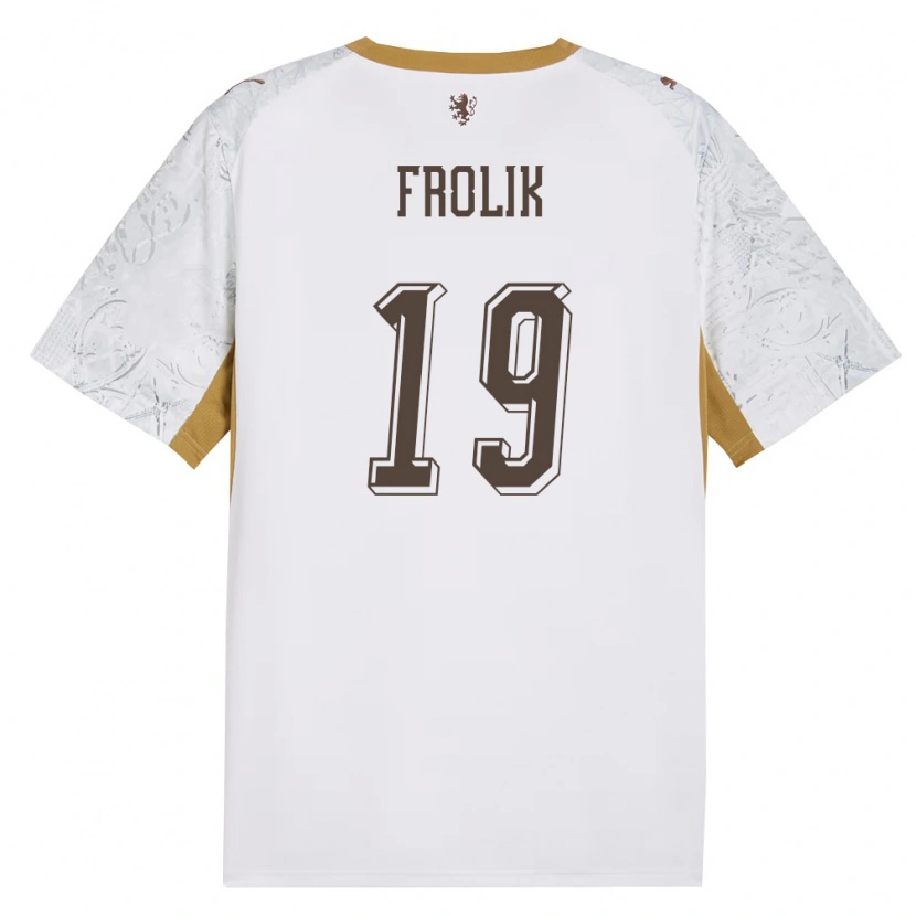 Danxen Men Czech Republic Ondrej Frolik #19 Off-White Gold Gray Away Jersey 26-28 T-Shirt