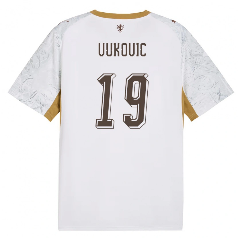 Danxen Men Czech Republic Kristian Vukovic #19 Off-White Gold Gray Away Jersey 26-28 T-Shirt