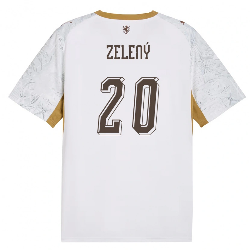 Danxen Men Czech Republic Jaroslav Zelený #20 Off-White Gold Gray Away Jersey 26-28 T-Shirt