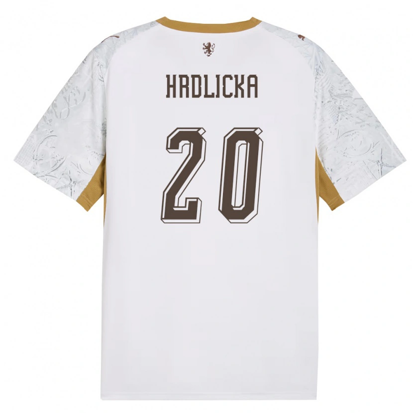 Danxen Men Czech Republic Lukas Hrdlicka #20 Off-White Gold Gray Away Jersey 26-28 T-Shirt