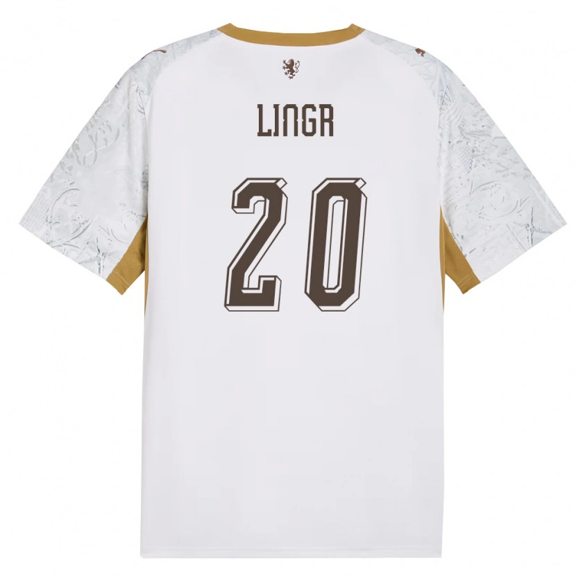Danxen Men Czech Republic Ondrej Lingr #20 Off-White Gold Gray Away Jersey 26-28 T-Shirt