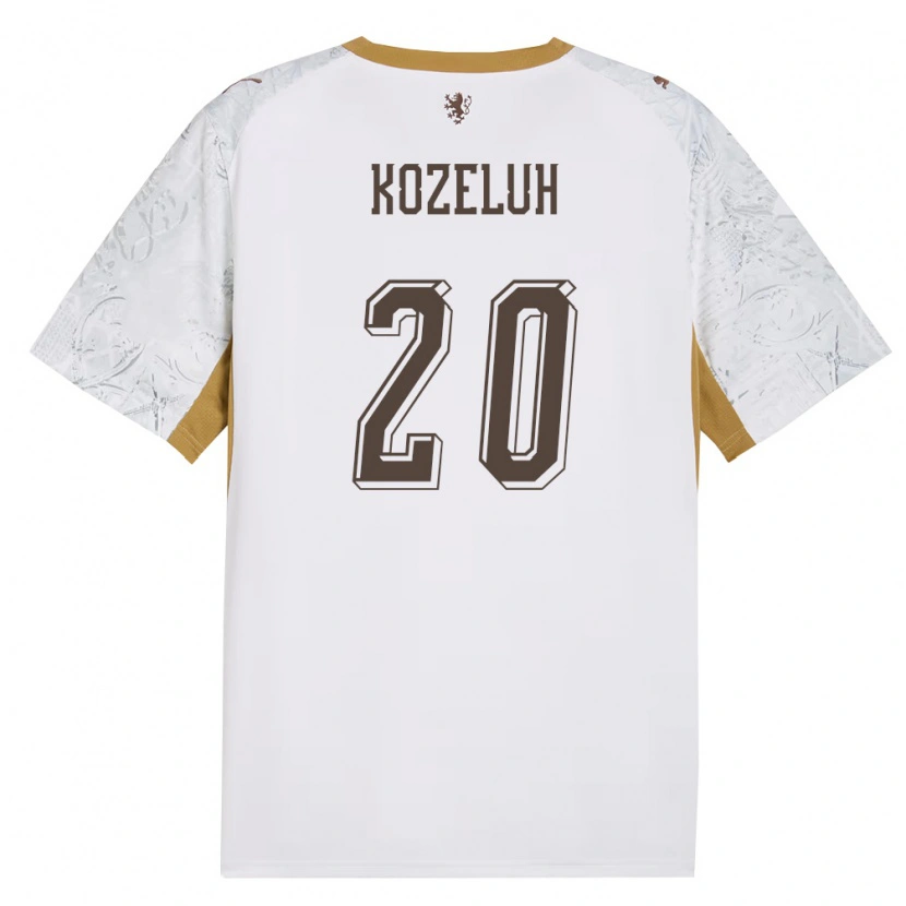 Danxen Men Czech Republic Josef Kozeluh #20 Off-White Gold Gray Away Jersey 26-28 T-Shirt